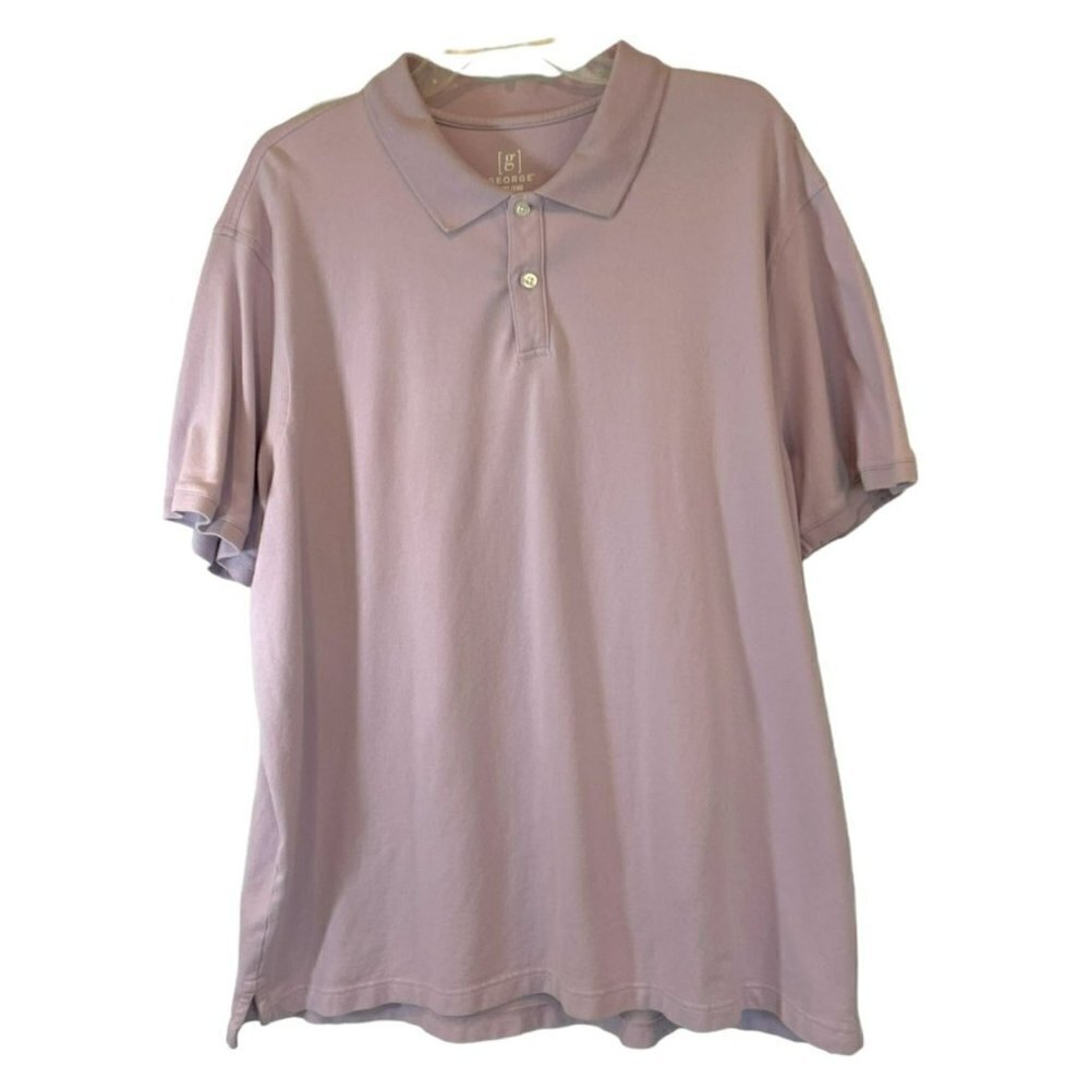 George Men's Golf 2-Button Short Sleeve Polo Shirt Size XXL Lavender Outdoors